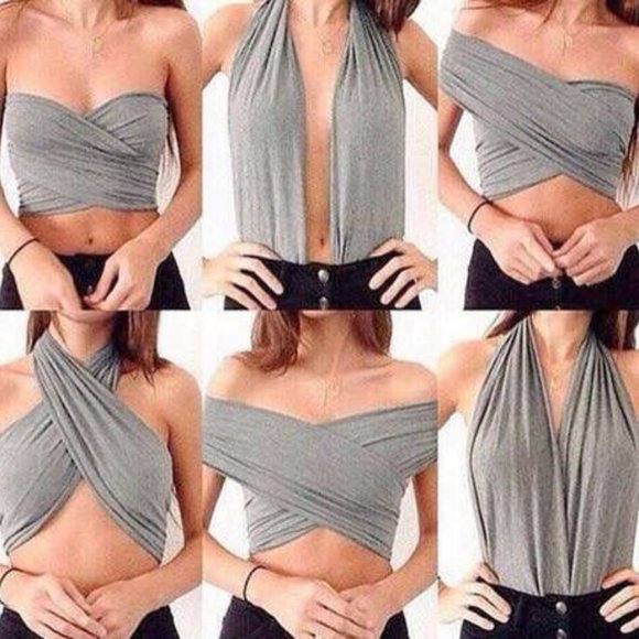 Vintage Paisley Infinity Scarf Halter Crop Top - Picture 7 of 7